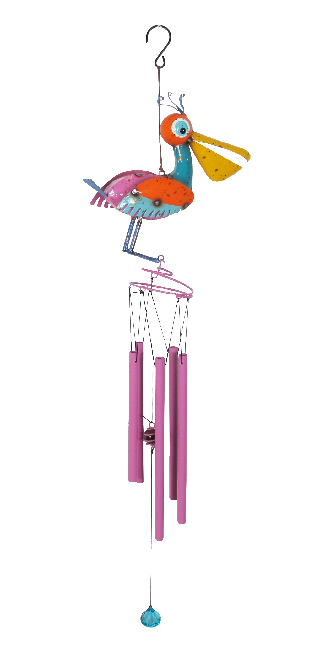 20710A // Metal Pelican Wind Chime - Pink Body